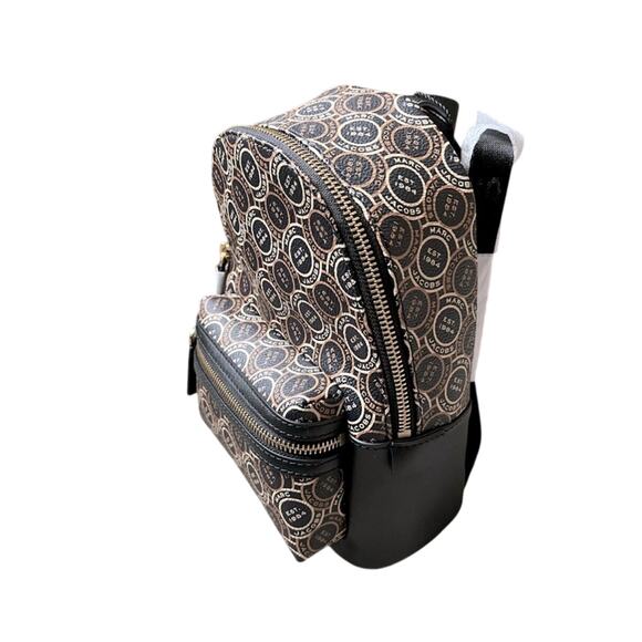 NWT Marc Jacobs Signet Logo Backpack Small Bag Black Monogram Mini - Picture 4 of 9